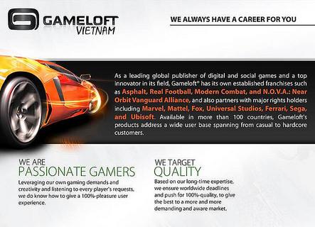 Enter the Game! – GAMELOFT tuyển dụng nhân sự